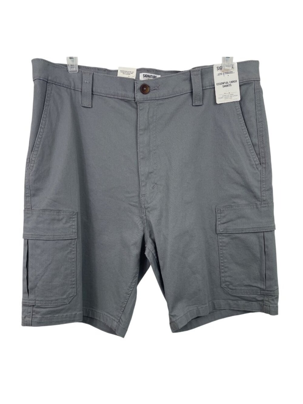 Levis Strauss Signature Mens Size 38 Gray Essential Cargo Shorts